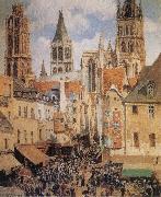 Camille Pissarro The Old Marketplace in Rouen and the Rue de l-Epicerie china oil painting reproduction